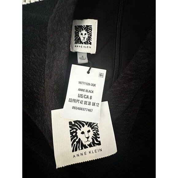 NWT Anne Klein Sleeveless Sheath Dress 8 Black Textured Stretchy‎ Curve Hugging - Picture 9 of 16